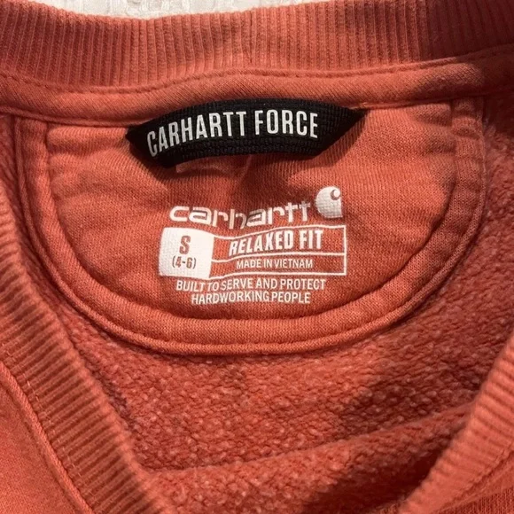 Carhartt Force Relaxed Fit Lightweight Crewneck Sweatshirt Coral Orange Women S - Picture 3 of 5